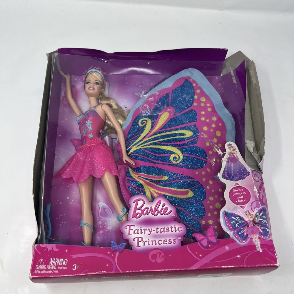 Barbie Fairy-Tastic Princess Doll Purple Hair 2008 Mattel T4552 NEW Box Damage